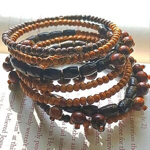 Summer vibes Vintage Wooden Stacking Bangle Bracelet